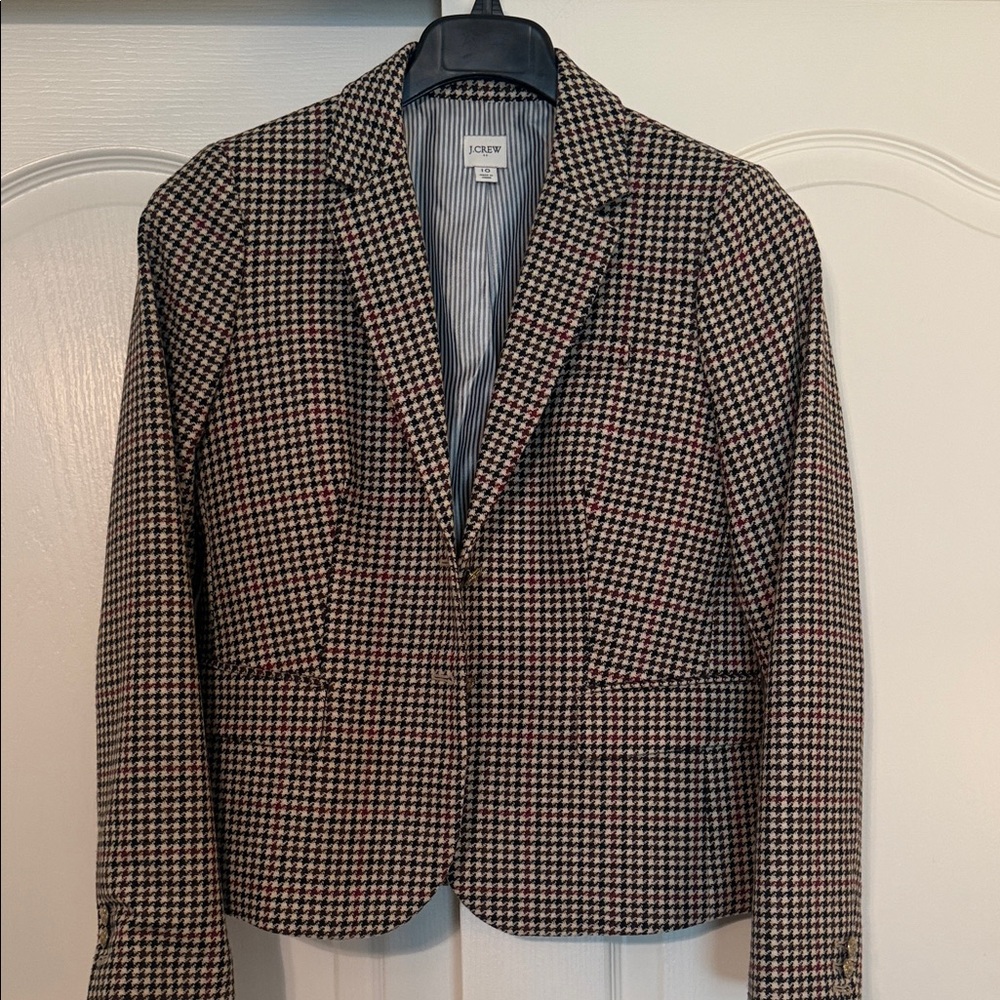 J. Crew Women’s  Houndstooth Blazer - Black, Brown, and Red